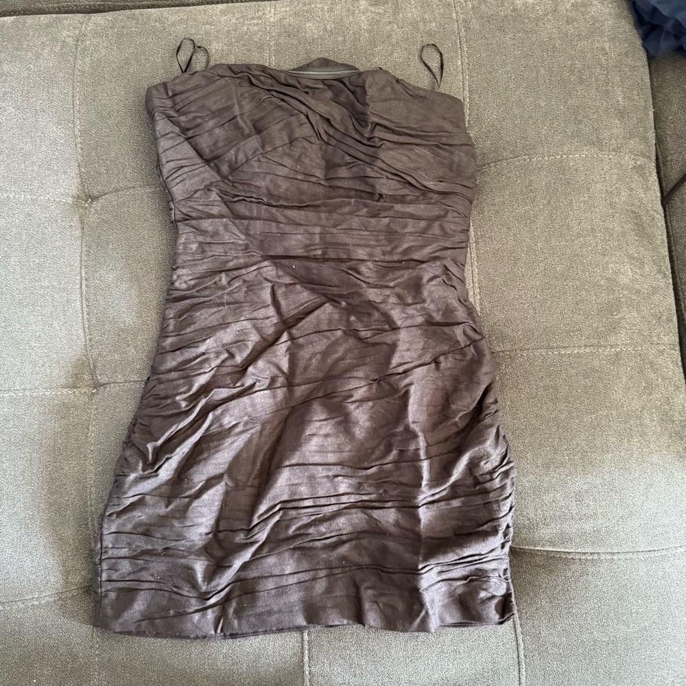 Black textured strapless mini dress